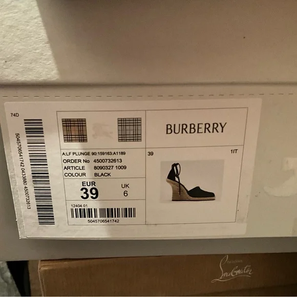 Burberry Black Woven Espadrille Wedges - Picture 5 of 5